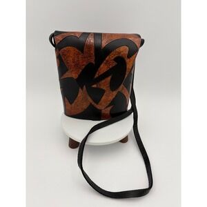 Dei Grandi Argentina Handmade Leather‎ Crossbody Bag Black Brown Abstract